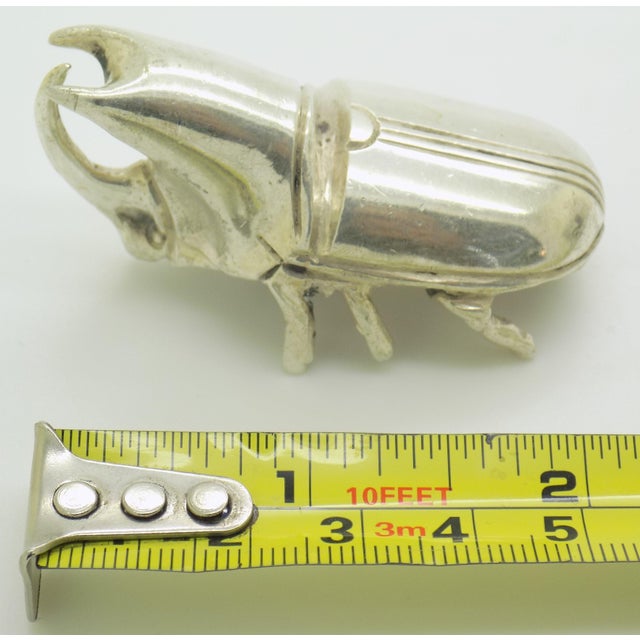 Vintage Italian Handmade Genuine Silver 1940s 1950s Rare and Heavy Hercules Beetle Figurine For Sale - Image 15 of 15