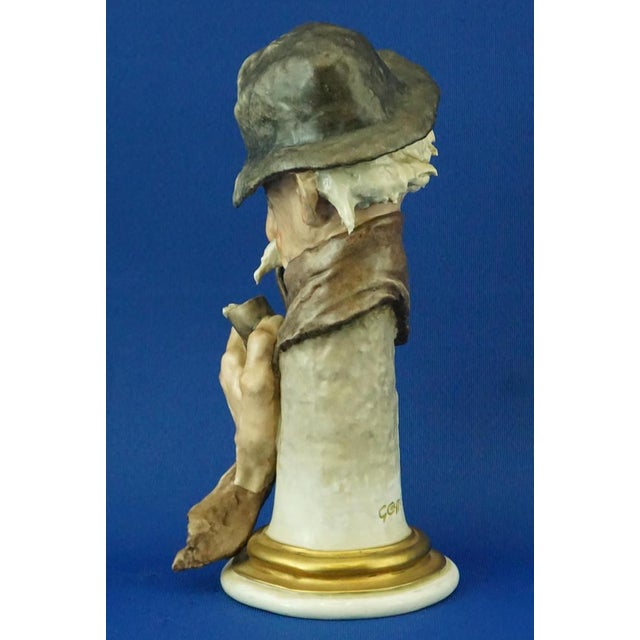 20th Century Ironic Bust of an Elderly Man with a Pipe by Giuseppe Cappè for Capodimonte, Italy, 1950s For Sale - Image 4 of 18