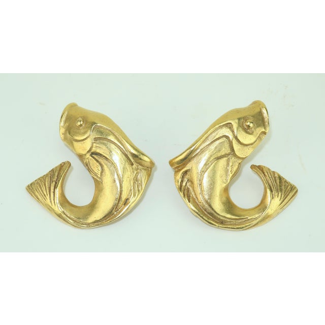 Gold Tone Fish Earrings, 1980's For Sale In Atlanta - Image 6 of 10