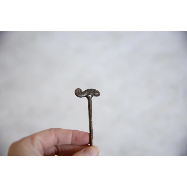 :: Vintage handmade African bronze chameleon pin. Circa mid 20th century and possibly older, this unique piece has such...