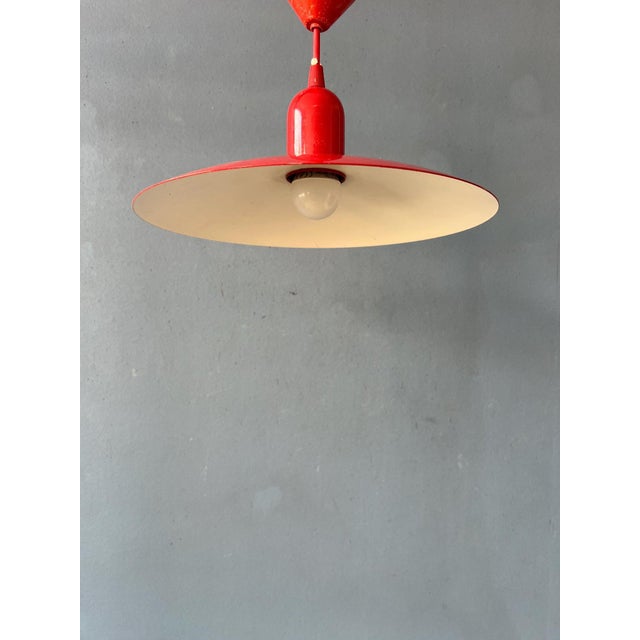 Gold Small Vintage Space Age Red Metal Pendant Lamp For Sale - Image 8 of 13