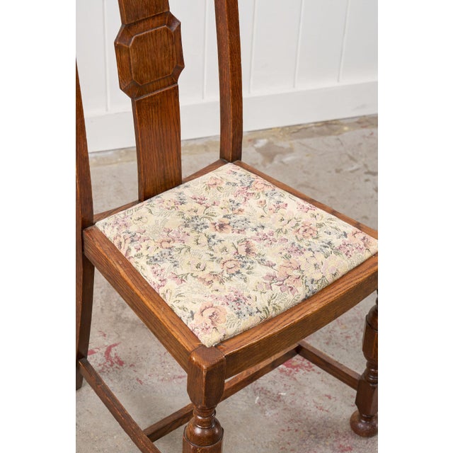 Brown Antique English Oak Carved Back Chair For Sale - Image 8 of 10