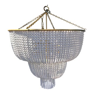 Visual Comfort Signature Aerin "Jacqueline" Unused Two-Tier Chandelier - Antique Brass & White Acrylic For Sale