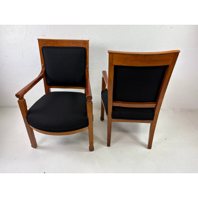 Black Antique Scandinavian Biedermeier Armchairs/a Pair For Sale - Image 8 of 12