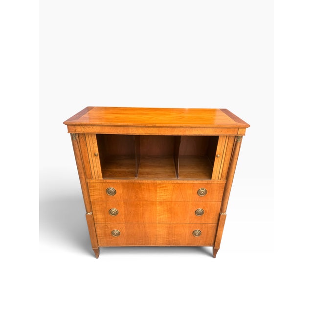 Wood Vintage Baker Furniture Neoclassical Gentleman’s Chest With Tambour Doors For Sale - Image 7 of 17