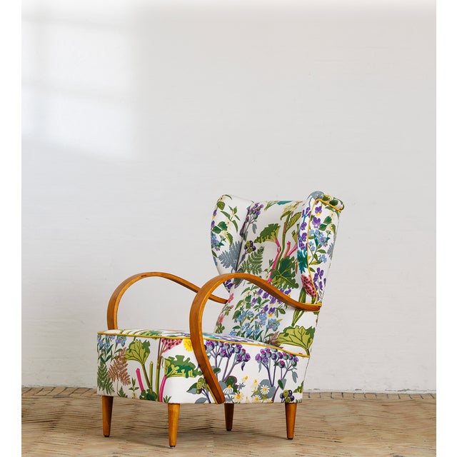 No. 913 Chair in Printed Upholstery by Gocken Jobs, 1940s For Sale - Image 4 of 5