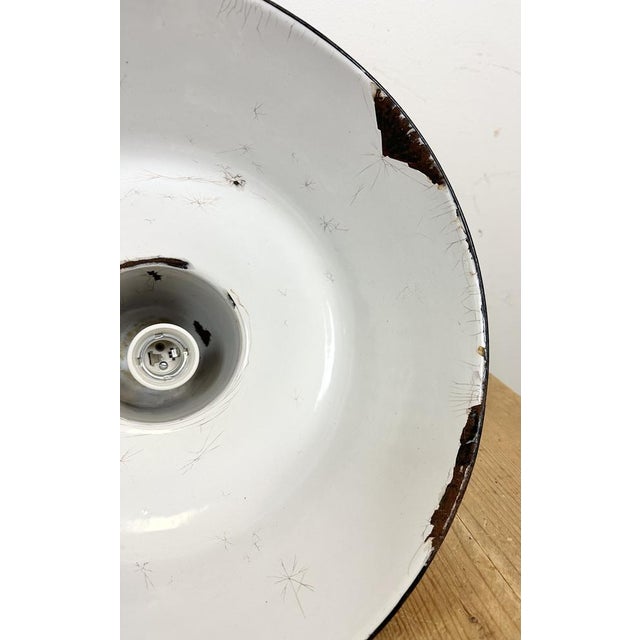 Industrial Black Enamel Factory Ceiling Lamp with Cast Iron Top, 1950s For Sale - Image 13 of 17