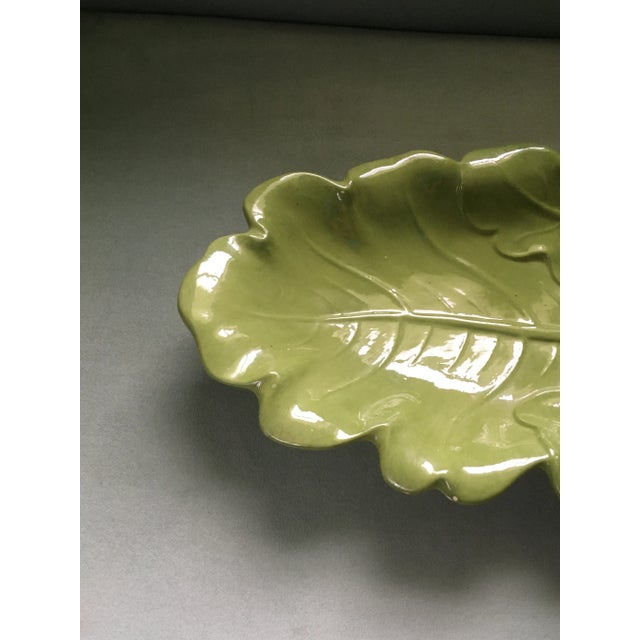 Vintage 1960s Green Leaf & Acorn Ceramic Dish For Sale - Image 12 of 13