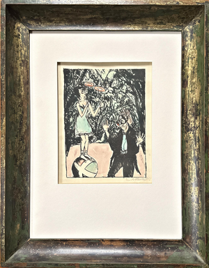 Erich Heckel, Kugelläuferin, 1916, Watercolor Over Lithography, Signed, German Expressionist