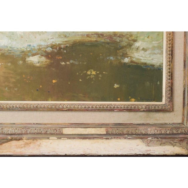 Palau Junca, Impressionist Painting with River and Chalets, Oil on Canvas, Framed For Sale - Image 10 of 15