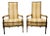 Mid 20th Century Vintage Hollywood Regency French Style High Back Upholstered Arm Chairs - A Pair For Sale
