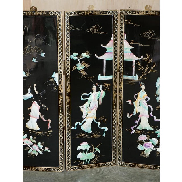 Chinese Soapstone Folding Screen Room Divider, 1920s For Sale - Image 6 of 18