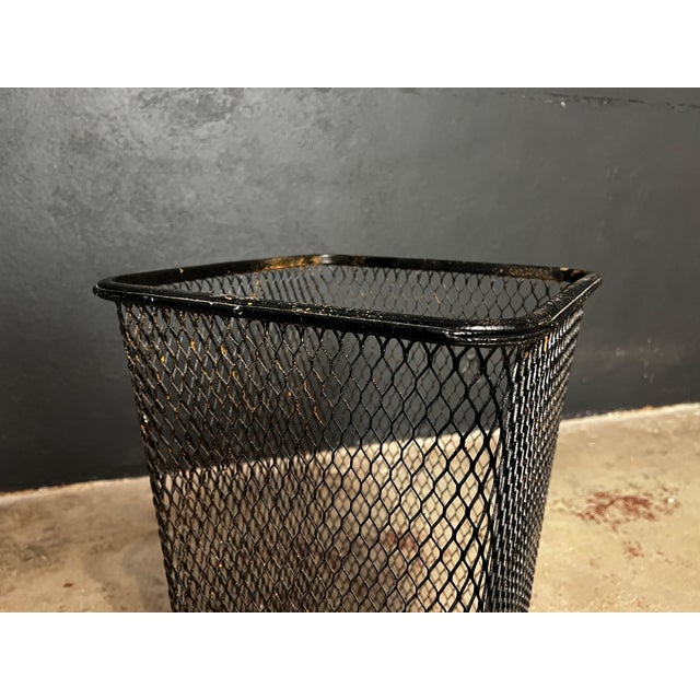 Mid 20th Century Mid 20th Century Industrial Wire Mesh Metal Trashcan Wastebasket For Sale - Image 5 of 9