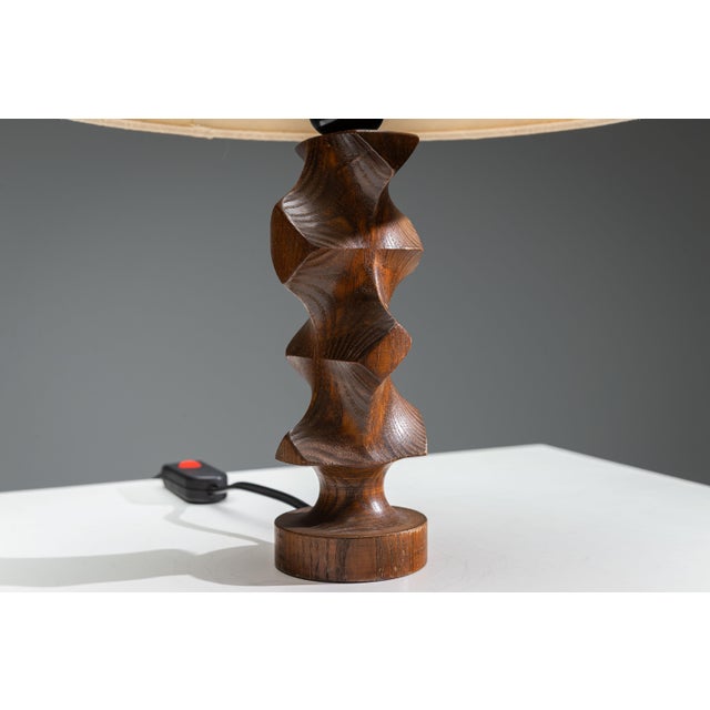 Mid-Century Brutalist Wooden Table Lamp, 1960s For Sale - Image 9 of 10