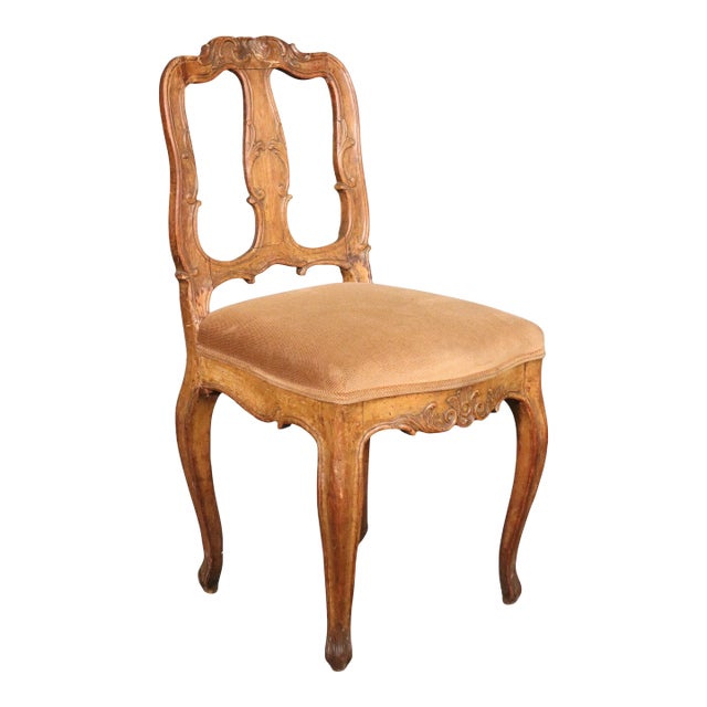 Period 1770s Era Italian Provincial Walnut Desk or Vanity Chair For Sale