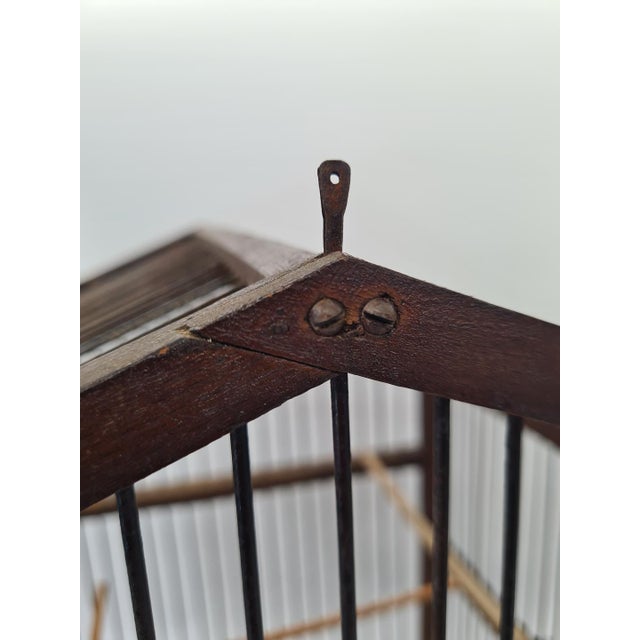 Brown Antique Wooden Birdcage, 1920 For Sale - Image 8 of 12