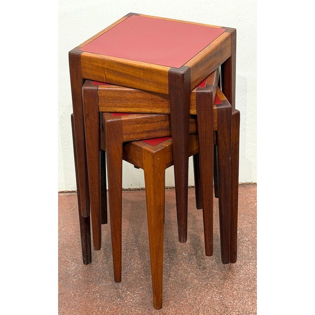 French Modern Stacking Tables in the Style of Jacques Adnet France Circa 1960s For Sale - Image 4 of 11