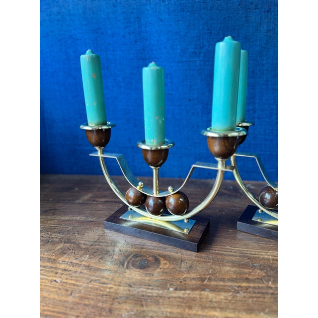 Minimalist Art Deco Candlesticks, 1930s, Set of 2 For Sale - Image 3 of 12