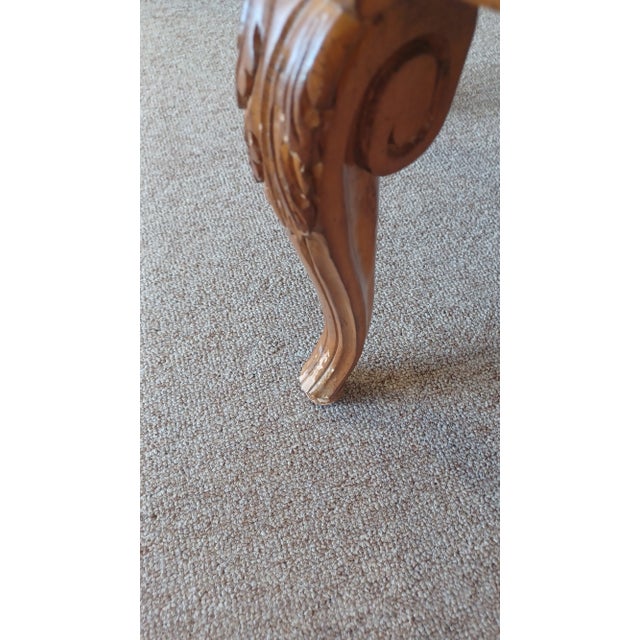 Vintage French Style Walnut and Upholstered Foot Stool For Sale - Image 4 of 4