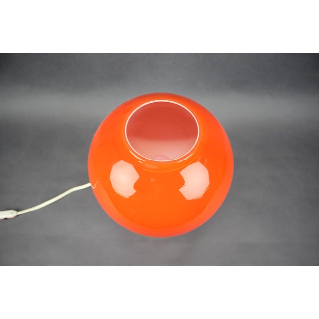1970s Czech Orange Opaline Glass Mushroom Table Lamp, 1970s For Sale - Image 5 of 13