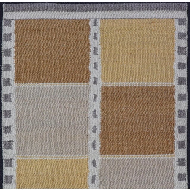 Contemporary Scandinavian Flat Weave Rug in Modern Swedish Design Yellow 2'11 X 5'1 For Sale - Image 4 of 9