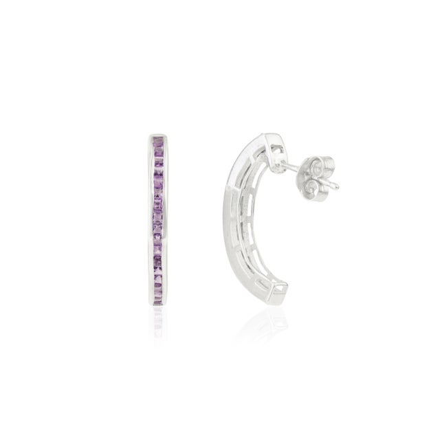 Art Deco Purple Amethyst 0.72 Carat Gemstone Half Hoop Earrings- 2 Pieces For Sale - Image 3 of 9