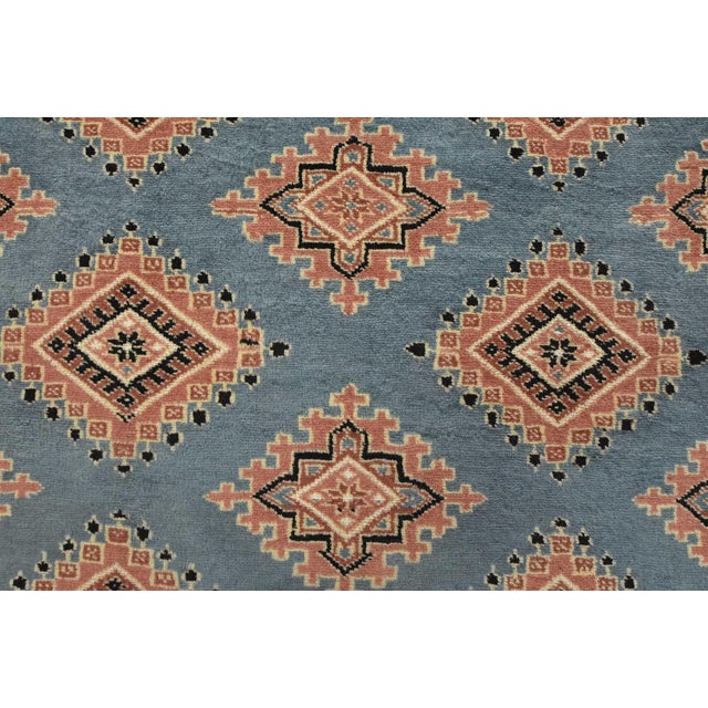 Bokhara Jaldar Rug 6’3” X 9’3” Blue Wool Tribal Hand-Knotted Oriental Carpet For Sale - Image 9 of 13