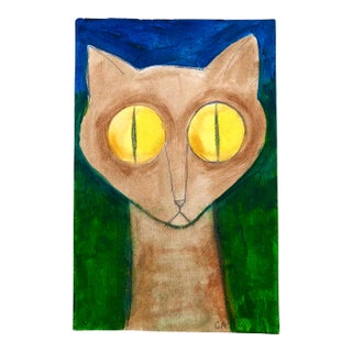 “The Surprised Cat” Original Painting by CL Auker For Sale