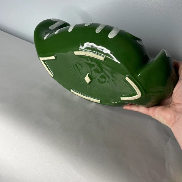 Ceramic Vintage Upco Green Drip Glaze Ceramic Planter For Sale - Image 7 of 8