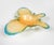 Late 20th century Murano glass bowl in the shape of a butterfly. Peach with silver flakes and turquoise edges.
