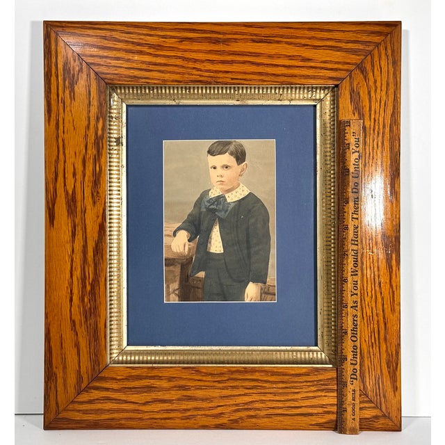 Antique Framed Watercolor Portrait of Young Boy For Sale - Image 13 of 15