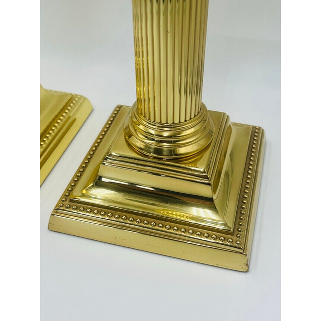 Baldwin Brass Pillar Candlesticks - a Pair For Sale - Image 4 of 6