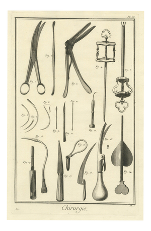 Antonio Baratti, Suture Needles and Screw Instruments, Diderot Chirurgie Plate Iii, 1772, Engraving