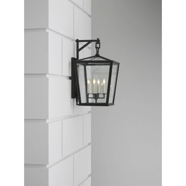 Transitional Chapman & Myers for Visual Comfort Signature Darlana Medium Bracket Lantern in Bronze For Sale - Image 3 of 4