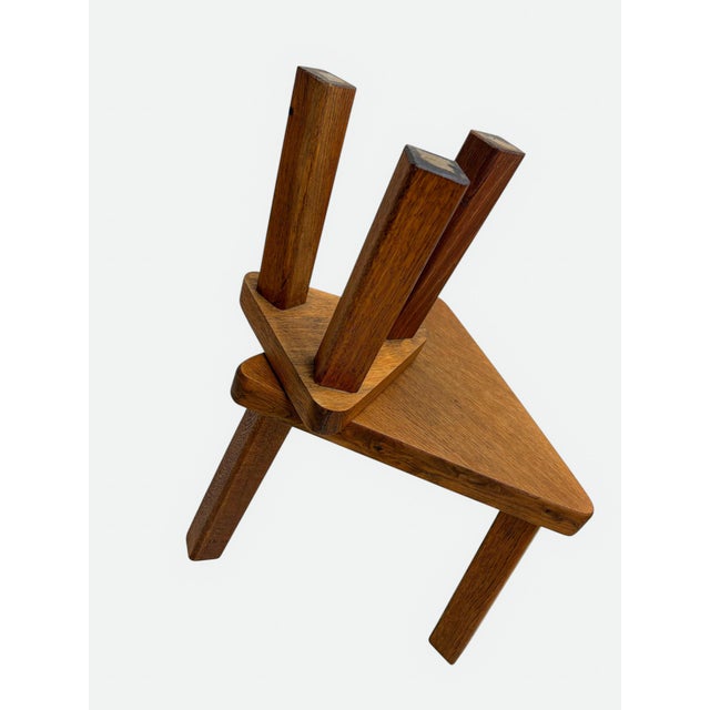 1970s Brutalist Oak Triangle Nesting Tables in style of Pierre Chapo, 1970s, Set of 2 For Sale - Image 5 of 9