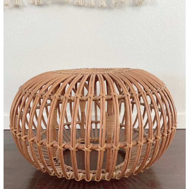 Brown 1960s Vintage Franco Albini Style Wicker Ottoman For Sale - Image 8 of 8