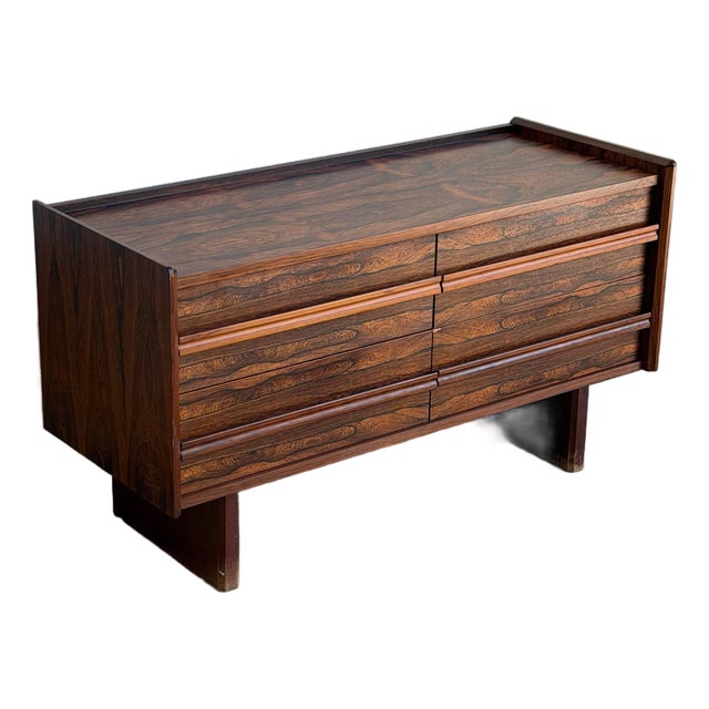Rosewood Four Drawer Dresser Chest Low Storage Bagn Møbelindustri Bruksbo Norway 1960s For Sale