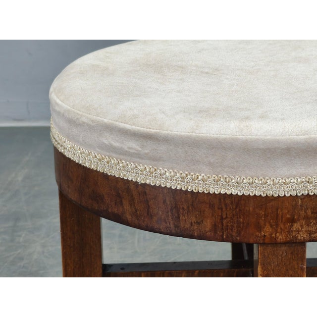 1930s Art Deco Upholstered Walnut Veneer Stool, Former Czechoslovakia, 1930s For Sale - Image 5 of 10