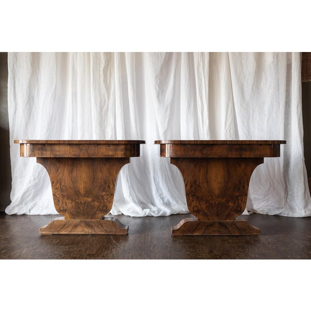 Art Deco Pair of 1930s French Art Deco Demilune Tables For Sale - Image 3 of 18