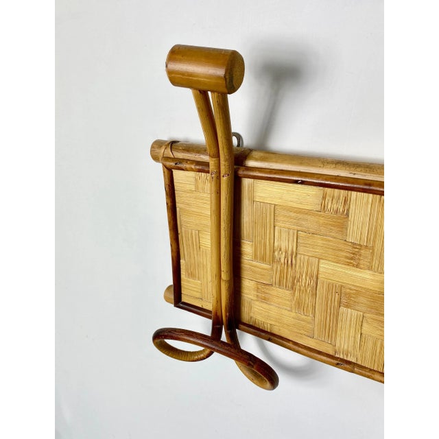 1960s Rattan Bamboo Coat Rack Hanger, Italy, 1960s For Sale - Image 5 of 7