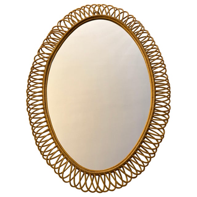 Oval Wall Mirror in Rattan and Bamboo, 1960s For Sale - Image 16 of 16