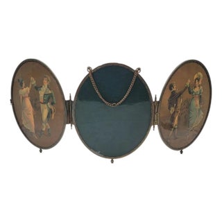 Rare 1800's Victorian Bronze Frame Dancing Couple Triple Hanging Shaving Vanity. For Sale