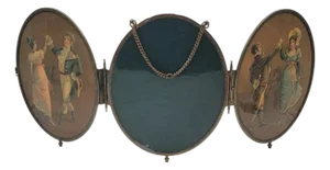 Rare 1800's Victorian Bronze Frame Dancing Couple Triple Hanging Shaving Vanity.