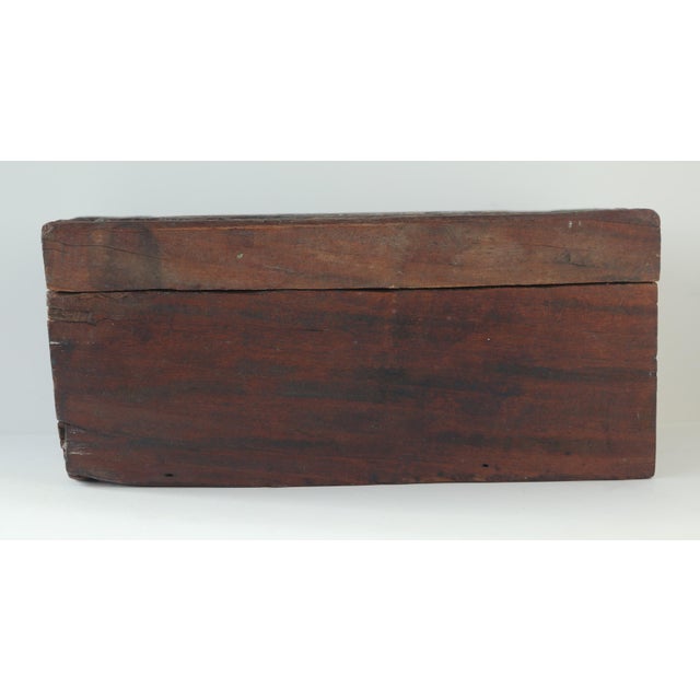 Unbelievable Rare Antique Folk Art Hand Carved Solid Wood Box With Whale Schooner Nautical For Sale - Image 11 of 18