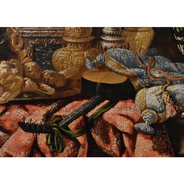Antonio Tibaldi, Still Life with Rug, 1660, Oil on Canvas, Framed For Sale - Image 13 of 15