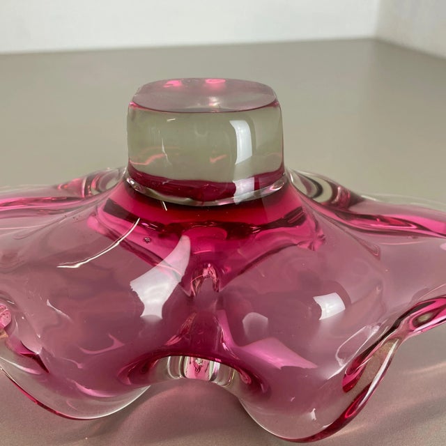 Large Murano Glass Pink Floral Bowl, Italy, 1970s For Sale - Image 15 of 17
