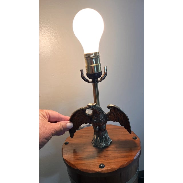 Jo Baskerville Vintage Brass Eagle Table Lamp by Basketville Putney, For Sale - Image 4 of 11