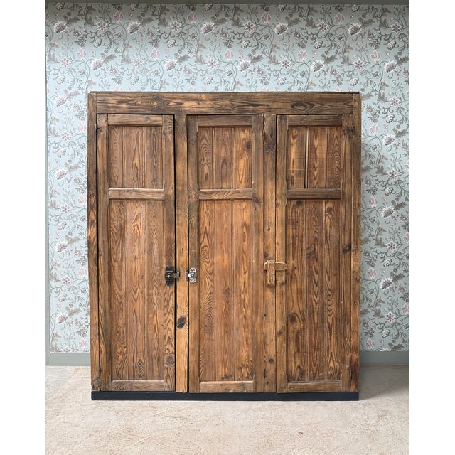 Black Large Antique Wood Workshop Cabinet, 1950s For Sale - Image 8 of 13