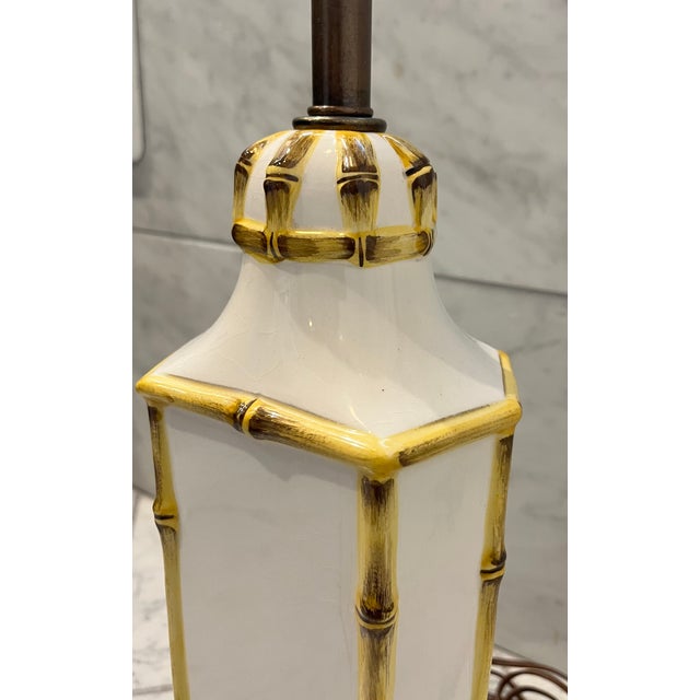 Chinoiserie Mid 20th Century Palm Beach Bamboo Ceramic Frederick Cooper Lamp For Sale - Image 3 of 14