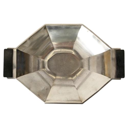 Wood Art Deco Geometric Silver-Plated and Wood Centerpiece attributed to Original Wellner, 1930s For Sale - Image 7 of 13